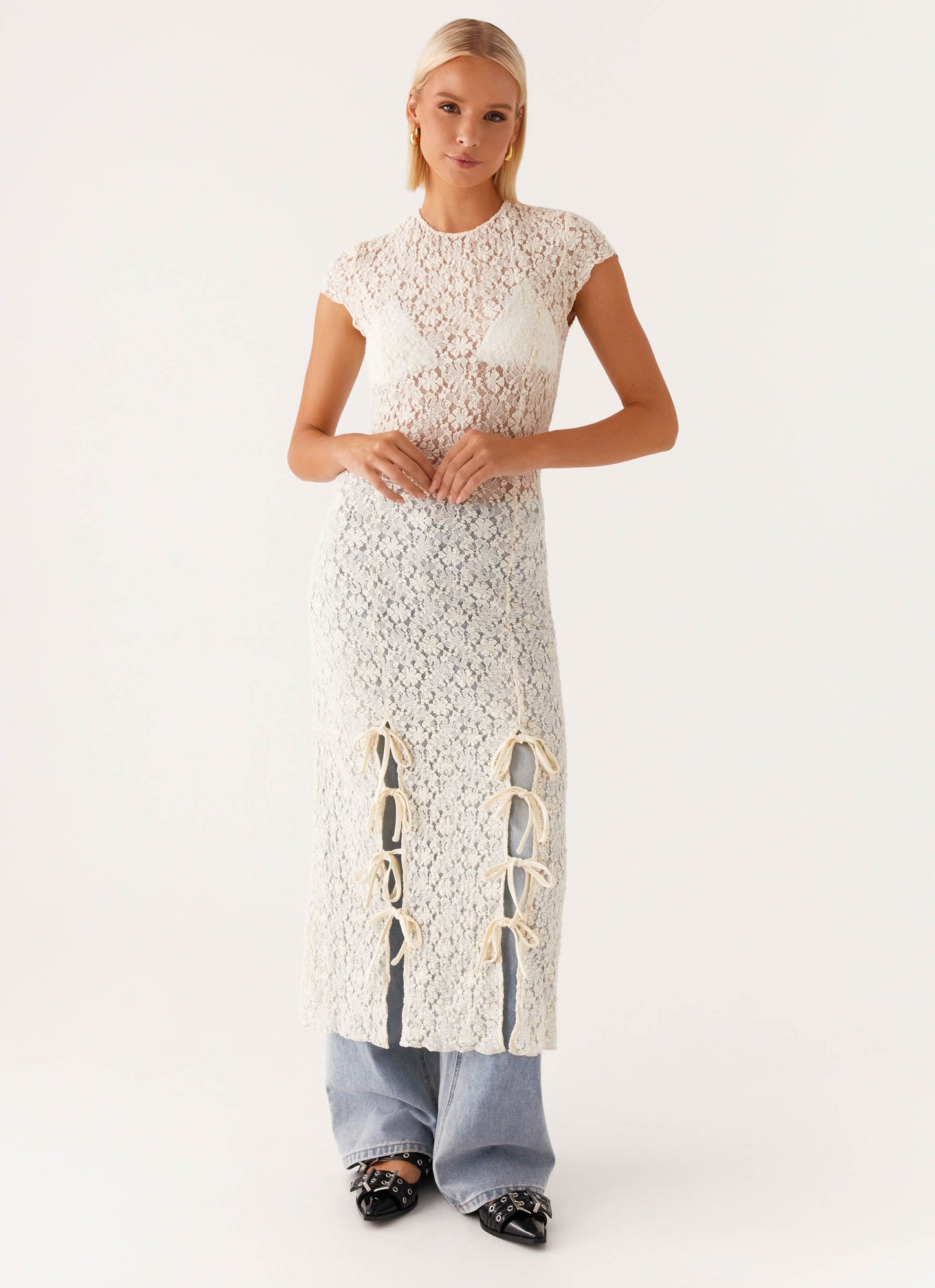 Gisele Lace Midi Dress - Ivory