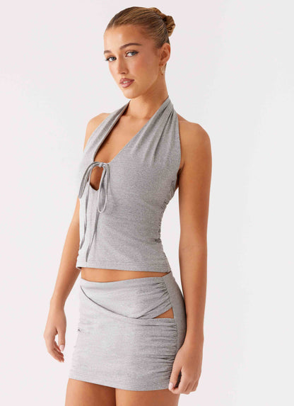 Amia Mini Skirt - Grey Marle