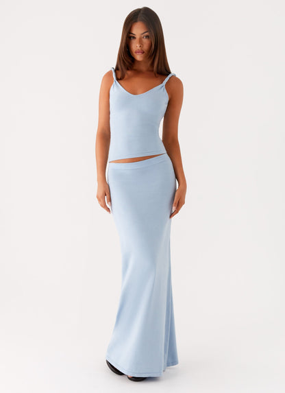Anastasia Knit Maxi Skirt - Blue