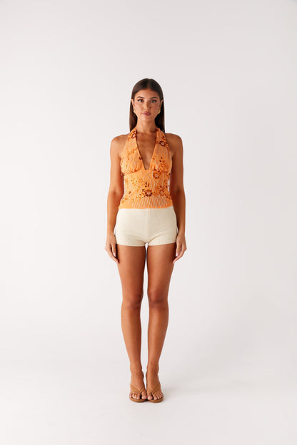 Atlanta Sequin Halter Top - Orange