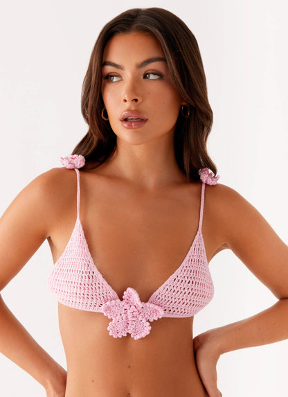 Aziza Crochet Bikini Top - Pink