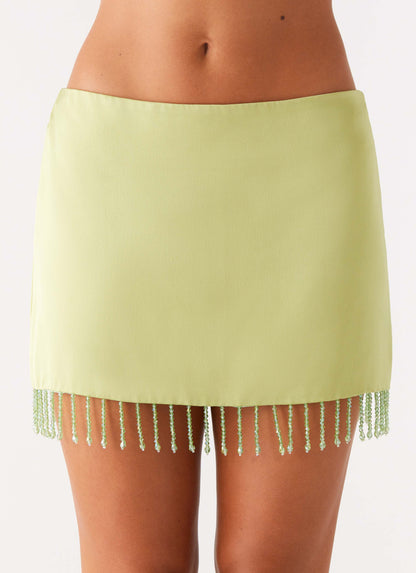 Bora Bora Beaded Mini Skirt - Lime
