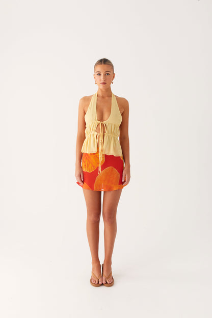 Breezy Palms Mini Skirt - Serene Orange