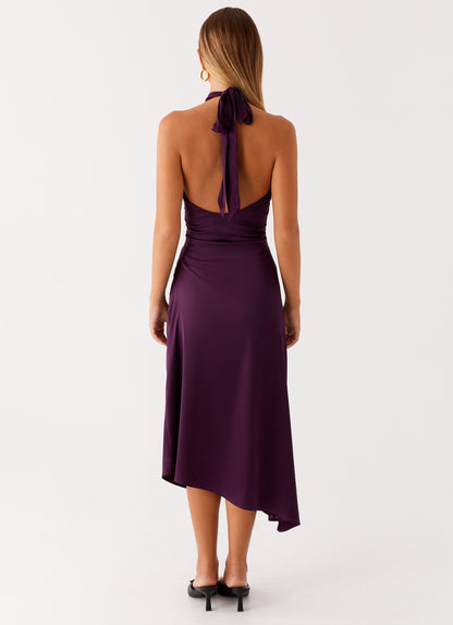 Casta Halterneck Midi Dress - Plum