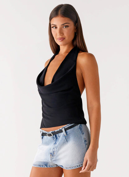 Charli Cowl Top - Black