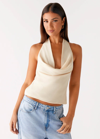 Charli Cowl Top - Lemon