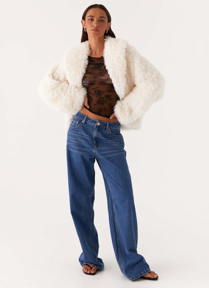 Denver Oversized Fur Jacket - Ivory