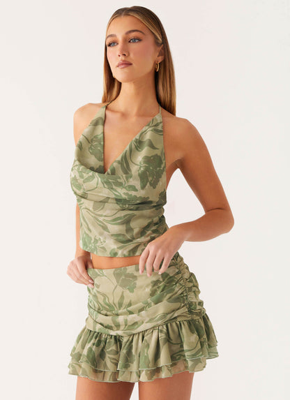 Elspeth Frill Mini Skirt - Jade Fern