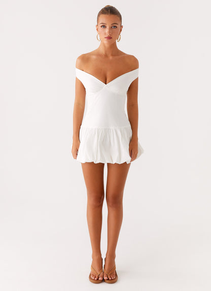 Endless Romance Off Shoulder Mini Dress - White