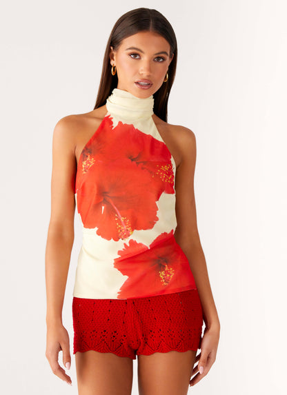 Felicity Halter Top - Scarlet Floral