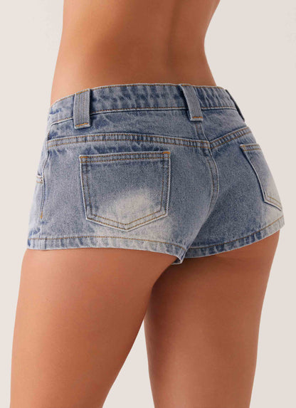 Headland Low Rise Denim Shorts - Light Wash Blue