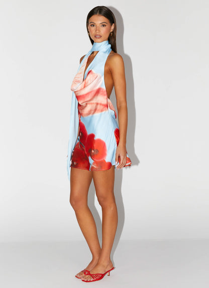Heidi Mini Dress - Turquoise Bloom