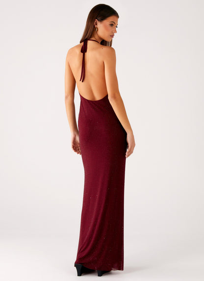 Keliese Beaded Maxi Dress - Burgundy