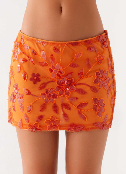 Kenya Beaded Mini Skirt - Orange