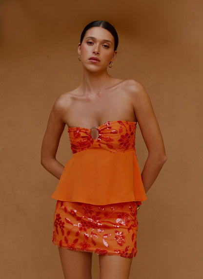 Kenya Beaded Mini Skirt - Orange