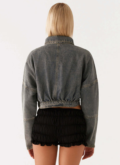 Lilith Boxy Denim Jacket - Vintage Wash