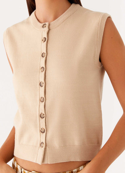 Mickey Knit Vest - Cream