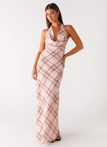 Muse Maxi Dress - Pink Check