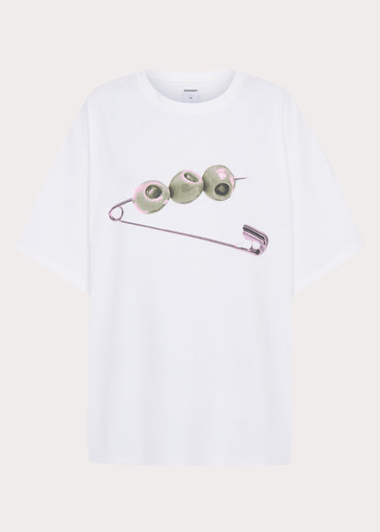 Olive Oversized Tee - White