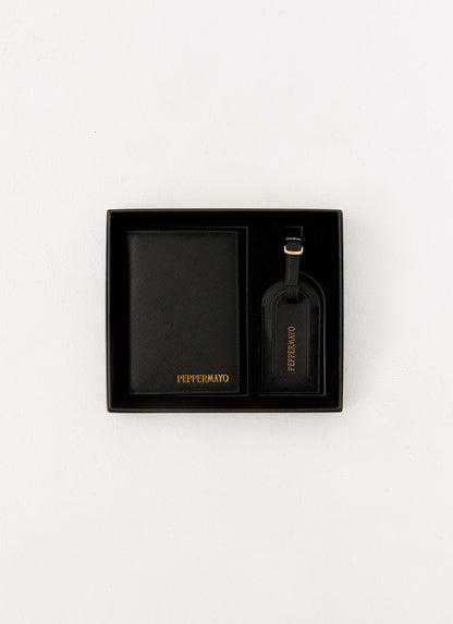 Passport Holder & Luggage Tag Set - Black