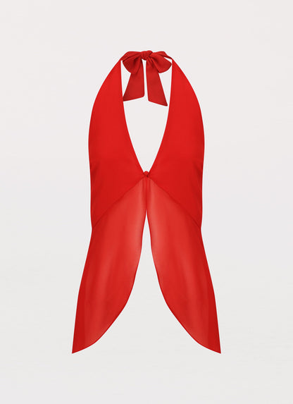 At Last Halterneck Top - Rouge Red