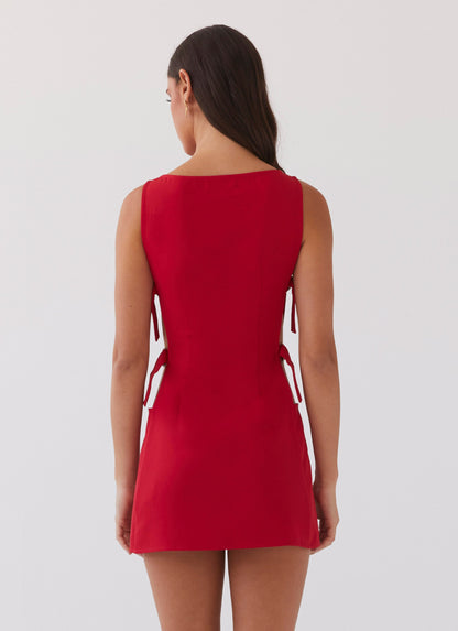 Cherish You Buckle Mini Dress - Red