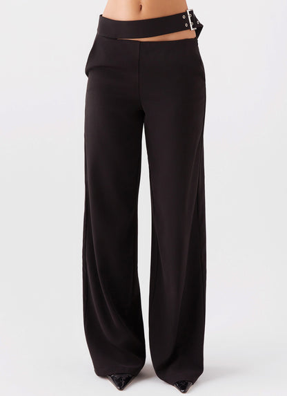 The After Party Cut Out Belt Pants - Black