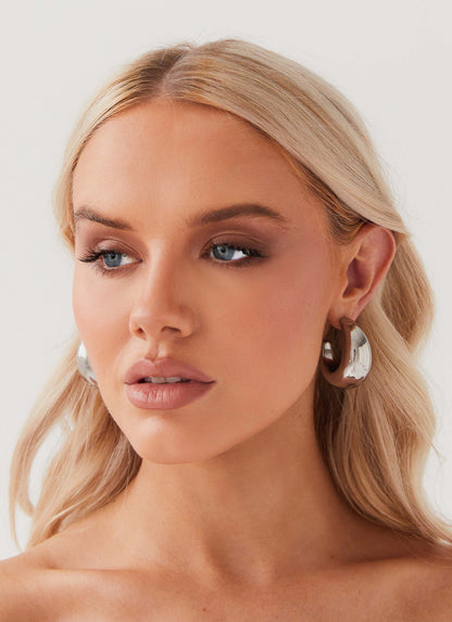 Bon Voyage Hoop Earrings - Silver