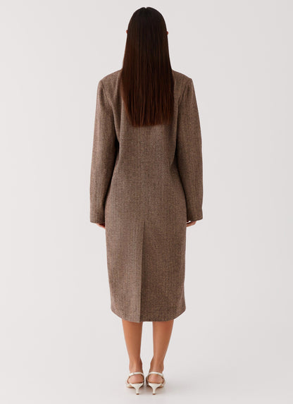 Since Way Back Longline Coat - Brown