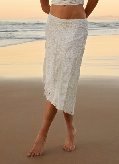 Diamond Sky Midi Skirt - White