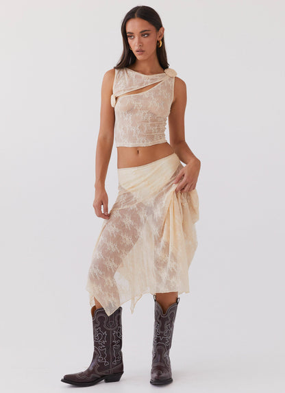 Nakia Lace Midi Skirt - Ivory