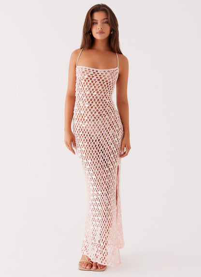 Calabria Crochet Maxi Dress - Pink