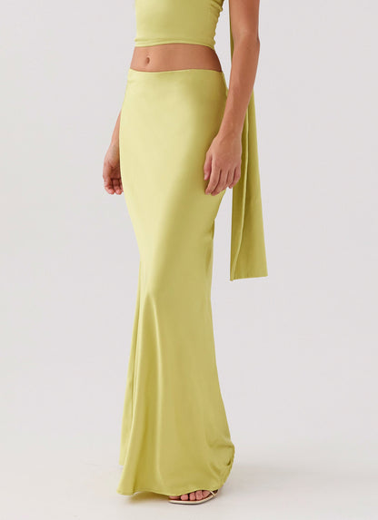 Josefina Satin Maxi Skirt - Chartreuse
