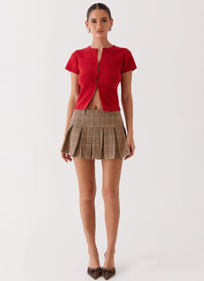 Raina Knit Crop Top - Ruby Red