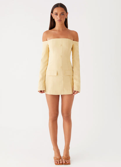Dominique Blazer Mini Dress - Yellow