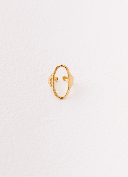Kyra Oval Textured Ring - Gold