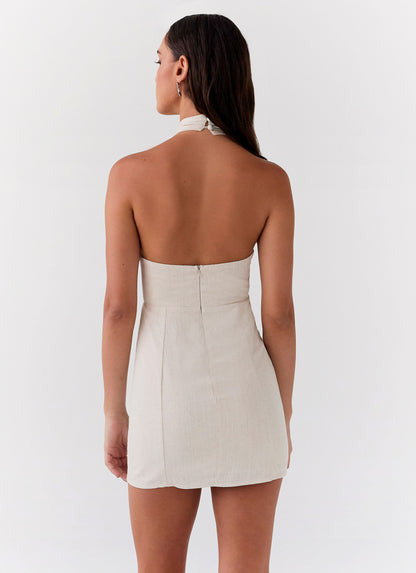 Sabine Linen Mini Dress - Oatmeal