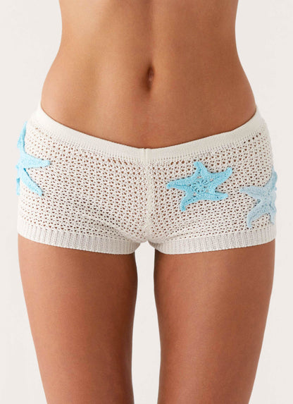 Ripple Effect Mini Shorts - Ivory