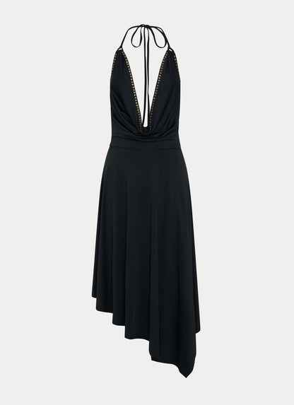 Vena Beaded Midi Dress - Black